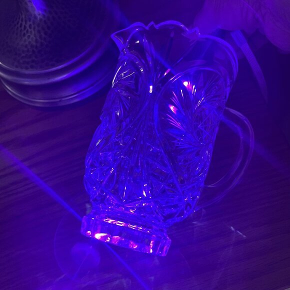 Authentic Bohemia Crystal Pitcher, Vintage Cut Glass with Starburst Leaf Pattern - Picture 10 of 10